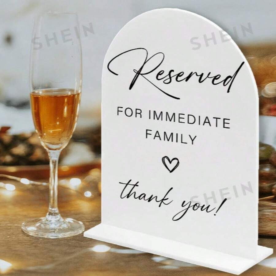 1pc 2D Flat HD Printing, Acrylic Reserved Seat Sign, Specially Designed For Wedding VIPs "Reserved For Immediate Family, Thank You!" Perfect For VIP Tables/Seats At Weddings And Receptions, Elegant Acrylic Keepsake For Formal Family Seating,