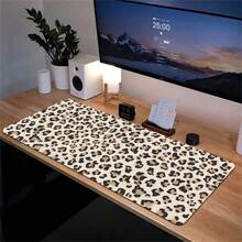 Leopard Print Leather Mouse Pad Beige Brown Thick Durable Keyboard Leather Pad For Office Home Gaming Birthday Gift For Gamers Students Professionals Desktop Laptop Home Office Desk Accessories Minimalist Design - View 1