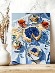 DIY Blueberry Cheesecake Afternoon Tea (Frameless Or Framed 8x12 / 16x20 Inches) Paint By Numbers Kit(Acrylic) Arts & Crafts For Adult Beginners, Home Wall Decor, And Holiday Gifts - Sets - View 4