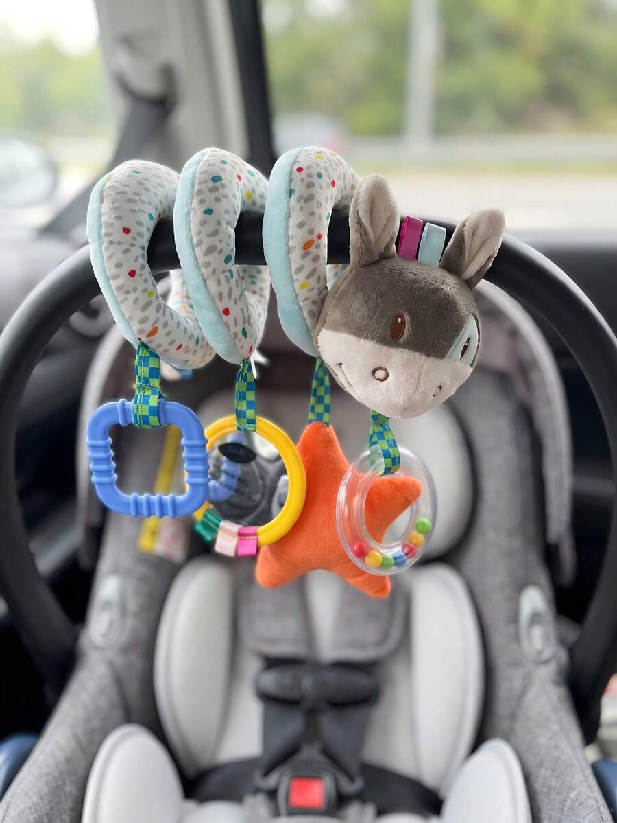 Baby Stroller And Car Seat Toys, Donkey And Elephant Plush Doll Decor, Suitable For Newborn Boys And Girls, Baby Holiday Essentials, 0-12 Months Plush Sensory Activity Toys, Baby Christening Birthday Gift, Christmas Halloween Best Gift, Travel Essentials