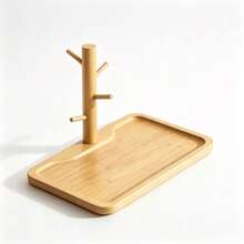 Bamboo Key Rack With Branch Hooks, Desktop Storage Tray, Entryway Small Item Organizer, Natural Bamboo Craft Decor, Can Store Keys, Watches, Jewelry, Fashion Glasses, Mail, Coins, Suitable For Hallway, Front Door, Kitchen, Office, Home Decor, Christmas Gift - Maple - View 5