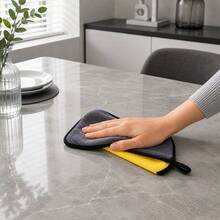 1/5/10pcs Ultra-Fine Microfiber Car Cleaning Towels Soft Quick-Dry Window Mirror Wiping Cloth Double-Layer Cleaning Cloth Suitable For Car Washing, Home Cleaning And Pet Drying - Yellow-gray 11.8*11.8 Inch - View 8