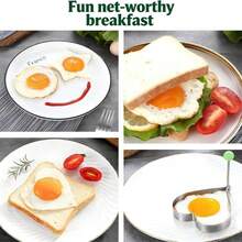 Breakfast Sandwich Egg Ring Mold, Stainless Steel Egg Molds, Suitable For Flat Pan, Heart, Flower, Star, Round Pancake Mold Set - Multicolor - View 12