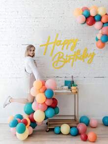 1pc Happy Birthday Backdrop Decoration Sign - Felt Happy Birthday Sign For Balloon Arch Birthday Party Balloon Arch Backdrop Decoration, Also For Birthday Parties, Vintage Rustic Birthday Party Decoration Backdrop Wall Photo Prop, Christmas Halloween - Felt - View 3