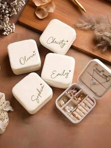 Personalized Jewelry Box - Custom Travel Storage Box With Zipper Closure, Perfect Bridesmaid Invitation Gift, Suitable For Couple Souvenirs, Elegant Design, Wedding Gift - Multicolor - View 9