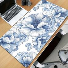 XXL Blue Line Sketch Peony Gaming Mouse Pad, Made Of Premium Micro-Woven Fabric Desktop Mat, Non-Slip Rubber Base Keyboard Pad, High Definition Printing, Suitable For PC Laptop Wireless Mouse, Minimalist Line Drawing Floral Style Gift For Enthusiasts - Blue Sketch Peony - View 11