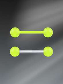 TOKRING 14G Glow In The Dark Plastic Tongue Rings Industrial Barbell Neon Rubber Acrylic Nipple Rings Neon Rubber Tongue Piercing Jewelry Set Multi Color For Halloween Decoration - Multicolor - View 19