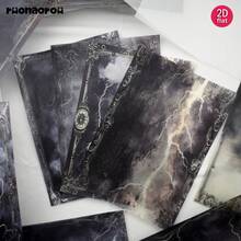 Ruonaorou 12pcs/Set Vintage Dark Clouds & Lightning Gothic Style Translucent Vellum Paper Junk Journal Material, Premium Translucent Dark Clouds & Lightning Vellum Paper For Planner, Journal, Diary, Envelope, Greeting Card Decoration DIY Junk Journal (2D Flat A5) - A - View 10