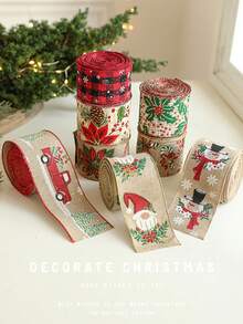 1pc Burlap Christmas Ribbon Christmas Tree Garland Decoration Ribbon Woven Tape Party Supplies Atmosphere Decor Colorful Ribbon - Multicolor - View 7
