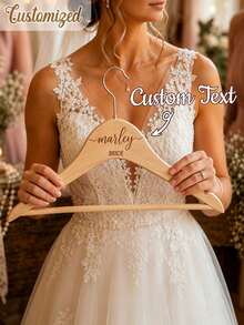 Personalized Wooden Wedding Hanger, Bride Hanger, Bridesmaid Gift, Customized Name Hanger Gift, Wedding Dress Hanger - Multicolor - View 9
