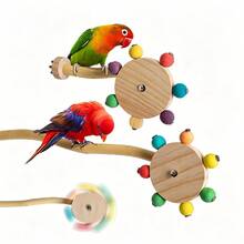 1pc Bird Toy Parrot Toy Colorful Bead Rotating Windmill Perch Stand Bird Cage Accessory Bird Supplies Suitable For Small And Medium-Sized Birds (Random Color) - A+B - View 12