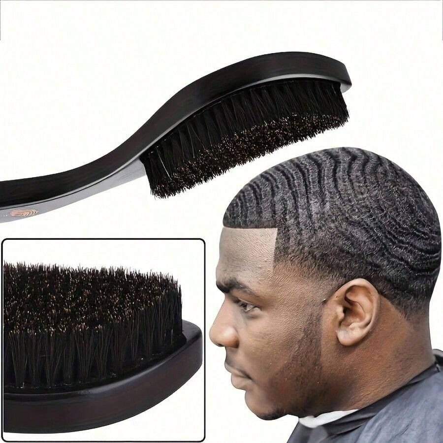 Men's Wavy Medium Stiff Bristle Brush With ABS Handle - Scalp Massage Comb Suitable For All Hair Types, Normal Hair - Multicolor - View 1