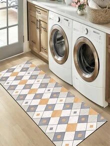 1pc Geometric Rhombus Diatom Mud Kitchen Floor Mat, Rubber Non-Slip Bottom Oil-Resistant, 3.5mm Cuttable, Minimalist Ins Style, Kitchen Countertop Dining Table Multi-Scene Decorative Mat - Multicolor - View 9