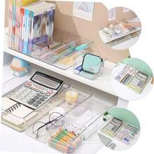 Stackable Clear Drawer Organizer | Rectangular Tray | Small Vanity Organizer & Desktop Drawer Divider Tray - Multicolor - View 9