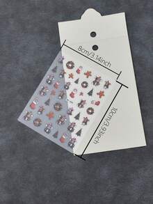 1pc Christmas Cartoon Mouse & Gingerbread Man Nail Stickers, Cute Christmas Socks, Wreath & Christmas Tree Nail Decals, Self-Adhesive Glitter Nail Art, Asymmetrical Shape, Suitable For Theme Parties - Multicolor - View 2