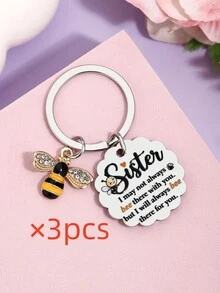 1 buah/3 buah Gantungan Kunci Sister Bee, Gantungan Tas Bergelombang dengan Pesan "Always Bee There For You", Hadiah Thanksgiving dan Natal untuk Saudari, Aksesori Tas - MultiWarna - View 8