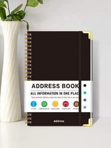1pc A5 Spiral Address Book With 3 Sticker Sheets, A-Z Tabs & Contact Pages For Name, Address, Phone, Email & Notes, Office Decor And Accessories, Halloween Notebook, Nurse Essentials, Bible Study Materials - A - View 6