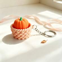 1pc Pumpkin Shaped Keychain, Clickable Basket Pumpkin 3D Printed Keychain Backpack Pendant, Keychain Accessory, Perfect Surprise Gift For Halloween, Christmas Holidays For Friends And Besties. - A - View 11