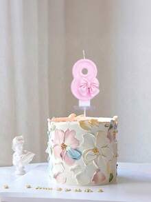 1pc-12pcs Straight Candles Creative Number Candles Cute Bowknot Birthday Candles Holiday Party Anniversary Cake Candles Pink - Pink - View 3