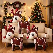 3pcs Christmas Standing Reindeer Foil Balloon Set, Holiday Birthday Party Balloons, Indoor Event Decor, Christmas Deer Atmosphere Decoration - View 1