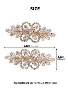 2pcs Elegant Rhinestone Flower Hair Clips Artificial Zirconia Leaf Hairpins Bridal Wedding Hair Accessories Gift Autumn Outfit Accessory - Multicolor - View 8