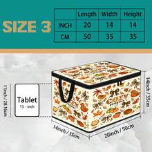 Multi-Size, Multi-Pattern Options, British Flag Cartoon Pickle Autumn Pumpkin School Bus Text Print Foldable Storage Box, Zippered Handheld Storage Bin, Upgraded Fabric Large Capacity Organizer, Suitable For Wardrobe, Dorm, Under Bed Storage, Organizing Clothes, Bedding, Toys, Miscellaneous Items, Home Moving Organization Storage Box - Multi-color - View 13