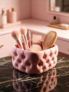 Soft And Mochi-Like Puff-Style Storage Box, Snap-Closure Quilted Texture Replicating Sofa Feel, Round Irregular Shape With Soft Edges, Light Luxury Atmosphere, Suitable For Entryway, Dressing Table, And Coffee Table - Multicolor - View 7