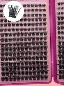 384 Clusters Lash Book Black Mixed Length Fluffy Thick DIY Lash Extensions Individual Cluster Eyelashes At Home Faux Mink Lashes - D - View 4