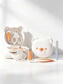 1pc Anti-Pinch Baby Nail Clipper Set Bear Design Newborn Special Nail Clippers Cartoon Baby Nail Cutter With Scissors And Nail File - Multicolor - View 1