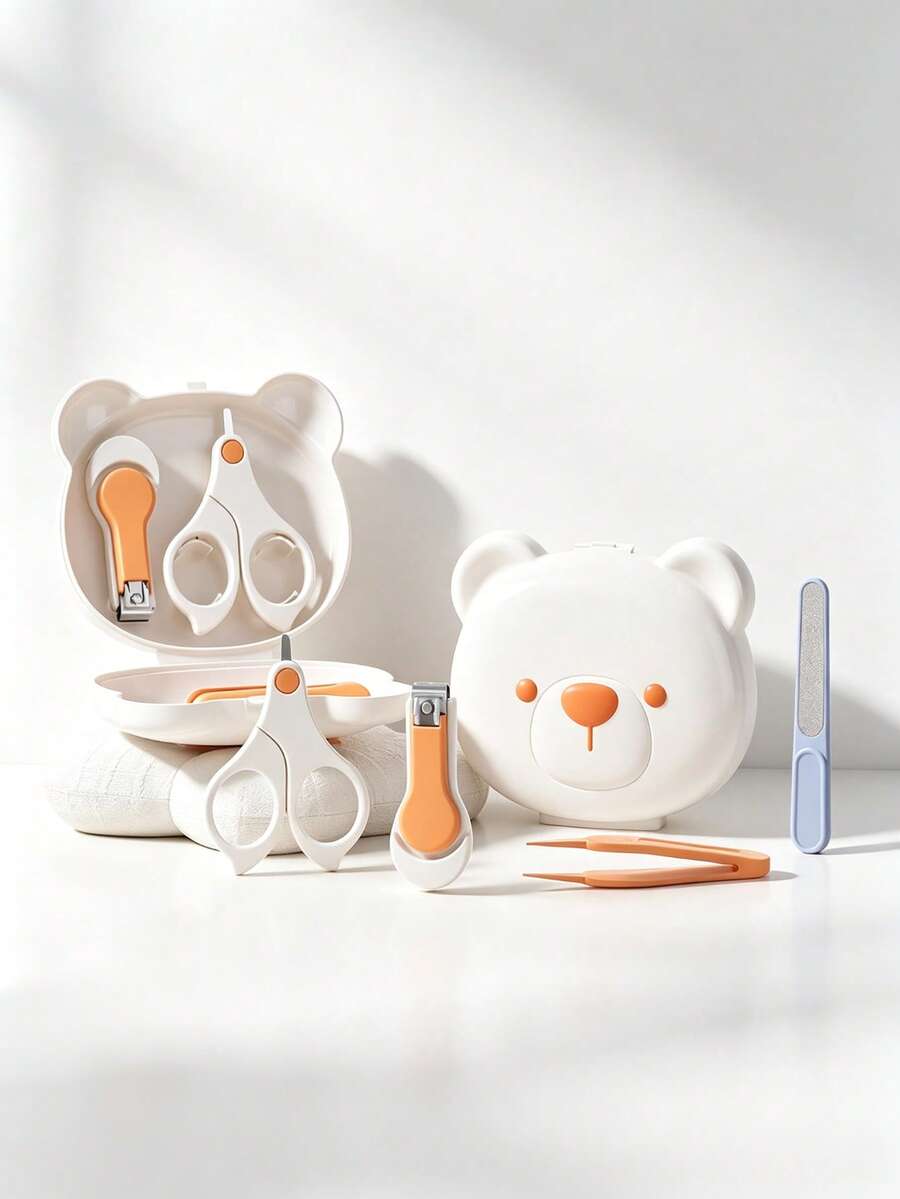 1pc Anti-Pinch Baby Nail Clipper Set Bear Design Newborn Special Nail Clippers Cartoon Baby Nail Cutter With Scissors And Nail File - Multicolor - View 1
