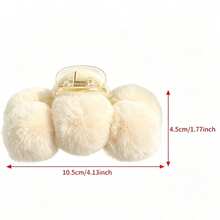 1pc Women's Fluffy Ball Flower Hair Clip, Large Fluffy Hair Clip, Cute Sweet Hair Accessory, Suitable For Autumn/Winter Daily Wear And Party - Multicolor - View 2
