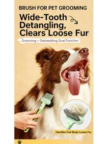 1pc Pet Detangling Grooming Comb, Dog Cat Shedding Brush, Pet Hair Removal Tool, Dog And Cat Grooming Comb, Pet Supplies - Multicolor - View 4