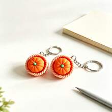 1pc Pumpkin Shaped Keychain, Clickable Basket Pumpkin 3D Printed Keychain Backpack Pendant, Keychain Accessory, Perfect Surprise Gift For Halloween, Christmas Holidays For Friends And Besties. - A - View 9