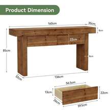LITTLE TREE 160 Cm Solid Wood Hallway Console Table With Drawers Narrow Entryway Sofa Table For Living Room - Brown - View 2