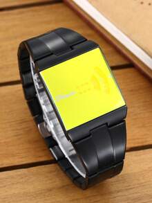 1 Men's Cool, Handsome, Personalized, Large Color Changing Glass Dial, Niche And Versatile Steel Strap Waterproof Quartz Watch - Black - View 4