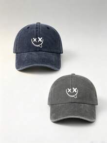 1/2pcs Unisex Printed Solid Color Adjustable Washed Baseball Cap, Casual Retro Style Fun Graphic Design, Suitable For Outdoor Sports, Daily Wear, Vacation, Gift Giving - Multicolor - View 15