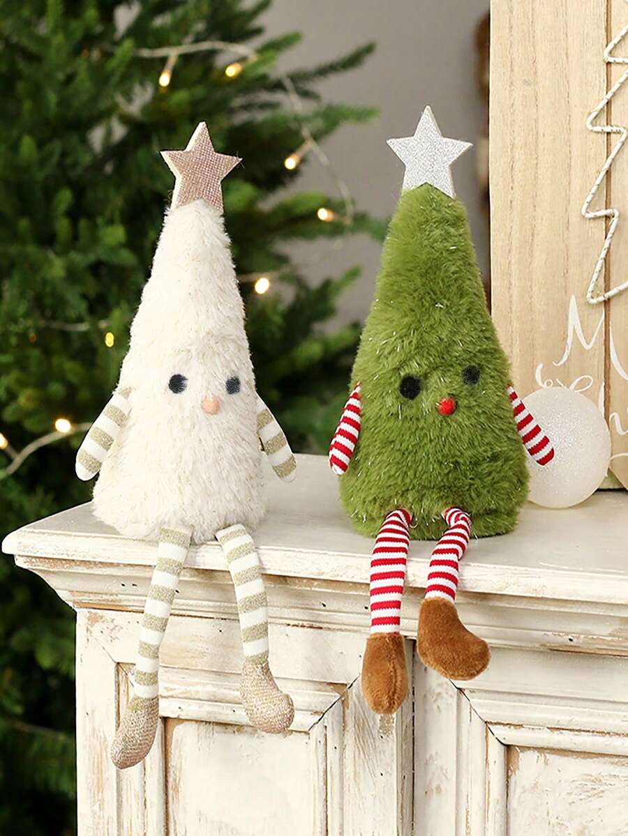 1pc/2pcs Christmas Decorations, Cute Christmas Tree Hanging Ornaments, Christmas Table Decor, Home Party Accessories, Party Gifts, Couple Gifts, Christmas Figurines, Suitable For Fireplace Mantel, Fireplace, Home Decor, Holiday, New Year