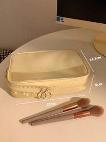 1件女性用網格透明化妝包，便攜旅行收納袋，適用口紅、化妝刷、化妝品、粉撲、美容工具、棉棒、髮飾、數據線、硬幣收納，迷你小尺寸，女性禮物，可補充收納袋 - 彩色 - 查看 11