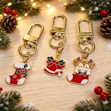 21pcs Christmas Theme Keychain Set, Including Santa Claus, Christmas Tree, Reindeer, Gingerbread Man, Candy Cane, Christmas Hat And Other Accessories, Perfect For Bag And Car Decoration, Ideal Christmas Gift - Multicolor - View 3