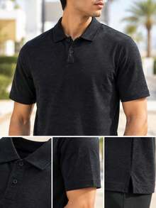 Under Armour Men's UA Polo Outdoor Travel Loose Soft Short Sleeve T-Shirt 6005521-001 - Black - View 4