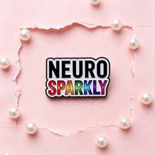 "Neuro Sparkly" Rainbow Enamel Pin, Slogan Lapel Badge, Neurodivergent Pride Brooch For Backpack Jacket Clothes, Jewelry Gift For Man Women Friends - Multicolor - View 4