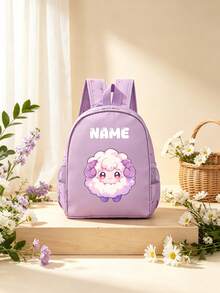 1pc Personalized Customized Backpack, Fashionable And Cute Sheep And Cat Theme Print, Zipper Closure, Nylon Material, Adjustable Shoulder Straps, Handheld, Suitable For School, Commuting, Shopping, Daily Outings. Birthday Gift. - Multicolor - View 13