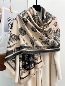 FADZOYLE 1pc Flowers Pattern Scarf Pashmina Shawl Wrap Women Unisex Winter Fall Warm Soft For Coat Matching Daily Use Elegant Dressy Evening Gift Accessories - Multicolor - View 14
