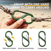 Ultra-Lightweight Double-Door S-Shaped Mini Aluminum Carabiner Key Clip For Backpacks, Camping And Tents - MIX Color 3Pcs - View 3