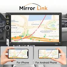 7 吋單 DIN 車用收音機,支援 Apple CarPlay,高畫質觸控螢幕,藍牙 Mirror-Link 車載音響,AM/FM、USB、EQ、SWC,可選配 8-LED 倒車顯像鏡頭 - 方向盤控制線 - 查看 4
