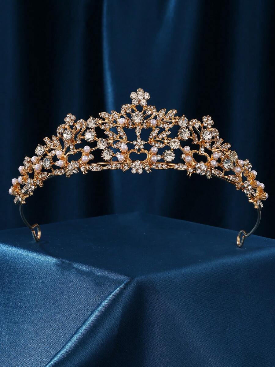 Women's Gold Crown - Rhinestone Design, Suitable For Weddings, Birthdays, Parties, Halloween Costumes And Balls, Also A Beautiful Gift Choice. - Gold - View 1