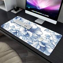 XXL Blue Line Sketch Peony Gaming Mouse Pad, Made Of Premium Micro-Woven Fabric Desktop Mat, Non-Slip Rubber Base Keyboard Pad, High Definition Printing, Suitable For PC Laptop Wireless Mouse, Minimalist Line Drawing Floral Style Gift For Enthusiasts - Blue Sketch Peony - View 9