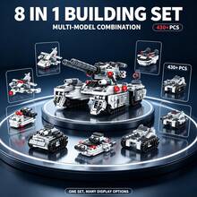 8-In-1 Tank Army Building Set, 430+ Pieces 1:35 Scale Adult Collector Model Kit, Dual Barrel And Track Chassis Design, Suitable For Christmas, Halloween, Thanksgiving And Birthday Gifts For Hobby Collectors - Multicolor - View 5