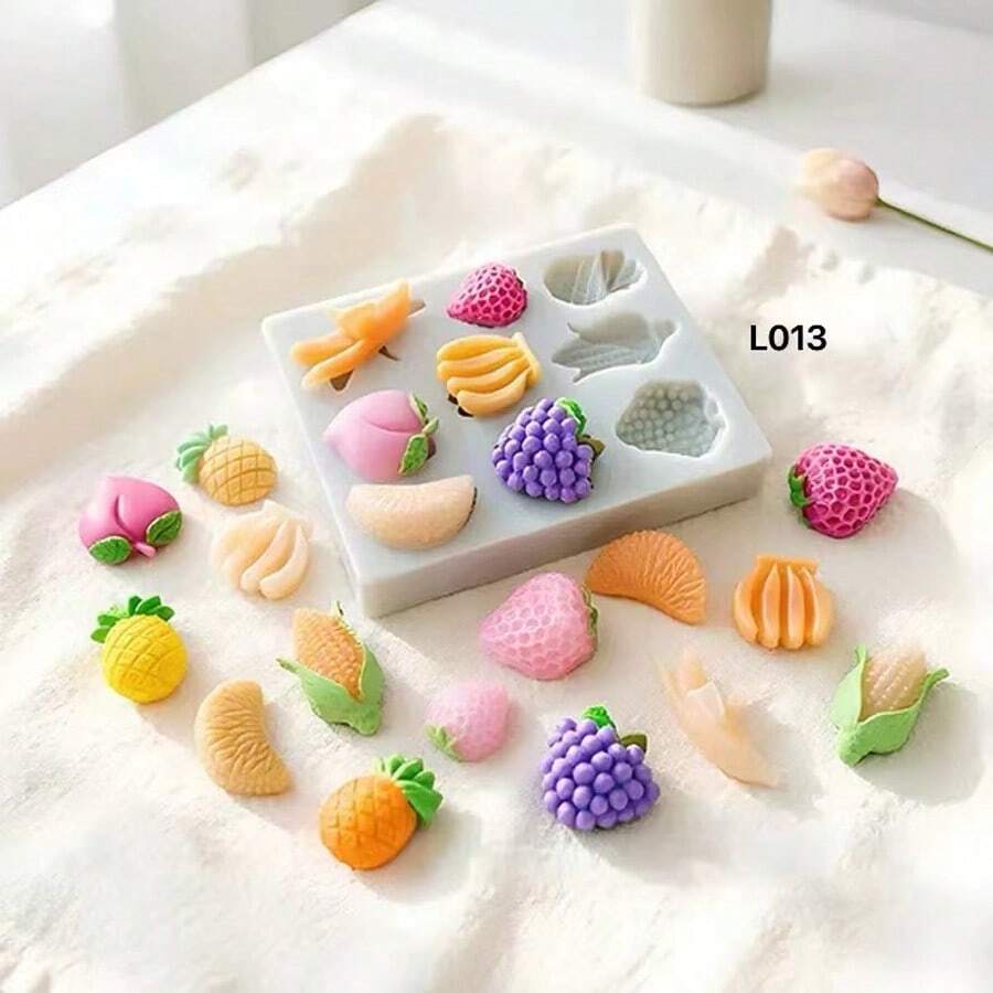 Mini Multi-Cavity Fruit Shaped Silicone Mold, 9 Styles Fruit & Vegetable Handmade Aromatherapy Candle Car Decor Soap Soft Mold - Mini Fruit - View 1