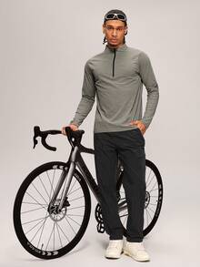 MASKERT Men's Long Sleeve Athletic T-Shirt, Daily Jogging Gym Training Sports Tee For Tennis Golf Rugby - Light Grey - View 9